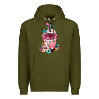 Army Green mexican day of the dead skulls coffee cup Premium Hoodie - FaDigitalArtStudio