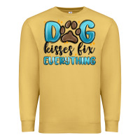 Antique Gold dog kisses fix everything Premium Sweatshirt - MaliasSmallBusiness