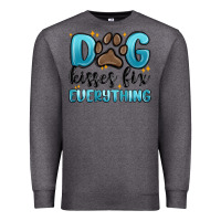 Charcoal Heather dog kisses fix everything Premium Sweatshirt - MaliasSmallBusiness