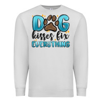 Dove Grey dog kisses fix everything Premium Sweatshirt - MaliasSmallBusiness