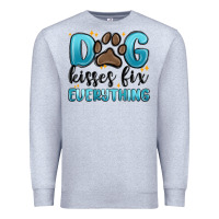 Heather Grey dog kisses fix everything Premium Sweatshirt - MaliasSmallBusiness