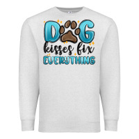 Oatmeal Heather dog kisses fix everything Premium Sweatshirt - MaliasSmallBusiness