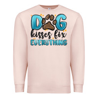 Pale Pink dog kisses fix everything Premium Sweatshirt - MaliasSmallBusiness