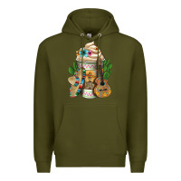 Army Green mexican hot coffee cup Premium Hoodie - FaDigitalArtStudio