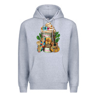 Heather Grey mexican hot coffee cup Premium Hoodie - FaDigitalArtStudio