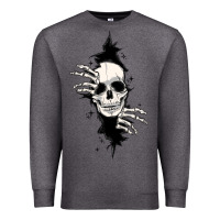Charcoal Heather skull in the wall file Premium Sweatshirt - MaliasSmallBusiness