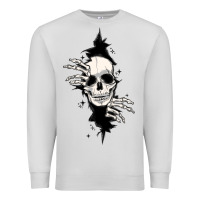 Dove Grey skull in the wall file Premium Sweatshirt - MaliasSmallBusiness