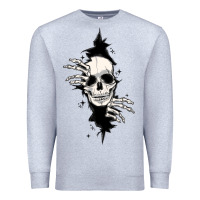 Heather Grey skull in the wall file Premium Sweatshirt - MaliasSmallBusiness