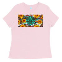 Bubblegum Pink gemtone and sunflowers license plate Ladies Tee - Artiststas