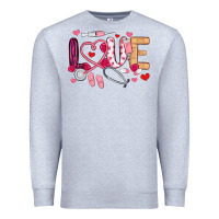 Heather Grey love nurse valentines day Premium Sweatshirt - MaliasSmallBusiness