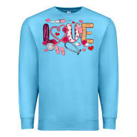 Ocean Blue love nurse valentines day Premium Sweatshirt - MaliasSmallBusiness