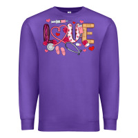 Purple love nurse valentines day Premium Sweatshirt - MaliasSmallBusiness
