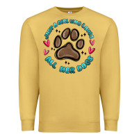 Antique Gold just a girl who loves all her dogs Premium Sweatshirt - MaliasSmallBusiness