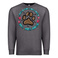 Charcoal Heather just a girl who loves all her dogs Premium Sweatshirt - MaliasSmallBusiness