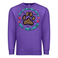 Purple just a girl who loves all her dogs Premium Sweatshirt - MaliasSmallBusiness