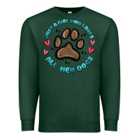 Sports Green just a girl who loves all her dogs Premium Sweatshirt - MaliasSmallBusiness