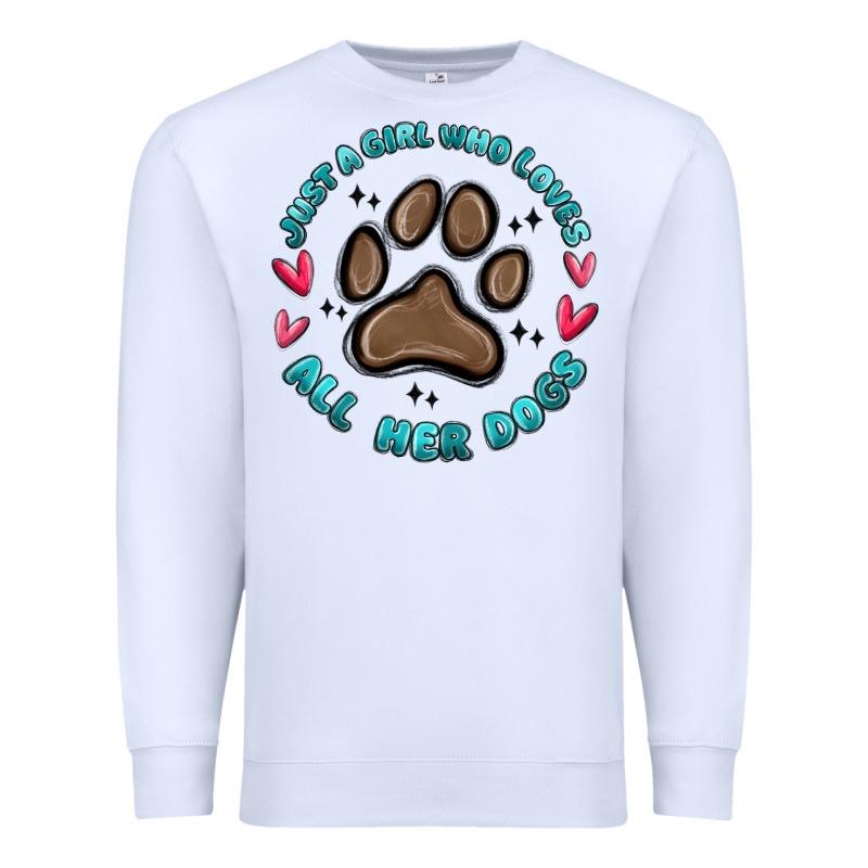 Just A Girl Who Loves All Her Dogs Premium Sweatshirt by MaliasSmallBusiness | Teevron