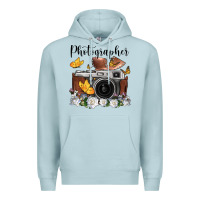 Blue Mist photographer floral butterfly film roll vintage camera Premium Hoodie - FaDigitalArtStudio