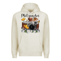 Oatmeal Heather photographer floral butterfly film roll vintage camera Premium Hoodie - FaDigitalArtStudio