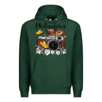 Sports Green photographer floral butterfly film roll vintage camera Premium Hoodie - FaDigitalArtStudio