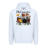 White photographer floral butterfly film roll vintage camera Premium Hoodie - FaDigitalArtStudio
