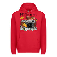 Red photographer floral butterfly film roll vintage camera Premium Hoodie - FaDigitalArtStudio