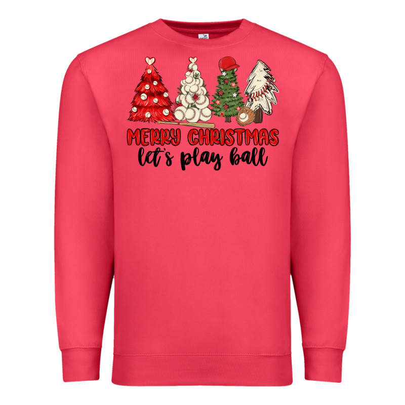 Merry Christmas Let S Play Ball Baseball Premium Sweatshirt by MaliasSmallBusiness | Teevron