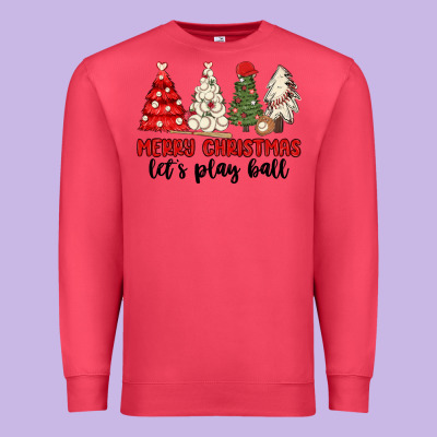 Premium Sweatshirt merry christmas let s play ball baseball