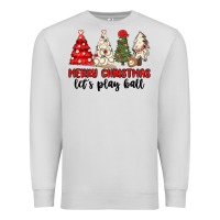 Dove Grey merry christmas let s play ball baseball Premium Sweatshirt - MaliasSmallBusiness