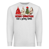 Oatmeal Heather merry christmas let s play ball baseball Premium Sweatshirt - MaliasSmallBusiness