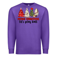 Purple merry christmas let s play ball baseball Premium Sweatshirt - MaliasSmallBusiness