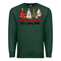 Sports Green merry christmas let s play ball baseball Premium Sweatshirt - MaliasSmallBusiness