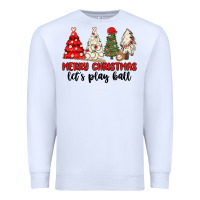 White merry christmas let s play ball baseball Premium Sweatshirt - MaliasSmallBusiness