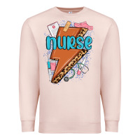 Pale Pink nurse lightning bolt Premium Sweatshirt - MaliasSmallBusiness