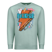 Seafoam nurse lightning bolt Premium Sweatshirt - MaliasSmallBusiness