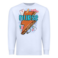 White nurse lightning bolt Premium Sweatshirt - MaliasSmallBusiness
