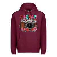 Burgundy oh snap rose grey leopard vintage camera Premium Hoodie - FaDigitalArtStudio