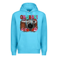 Ocean Blue oh snap rose grey leopard vintage camera Premium Hoodie - FaDigitalArtStudio