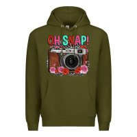 Army Green oh snap rose grey leopard vintage camera Premium Hoodie - FaDigitalArtStudio