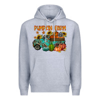 Heather Grey pumpkin farm Premium Hoodie - RacoonDesign