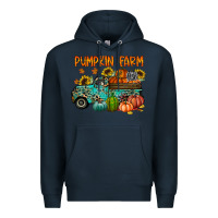 Navy pumpkin farm Premium Hoodie - RacoonDesign