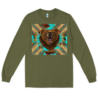 Army Green bear native american  tumbler Long Sleeve Tee - BarkalooDesign