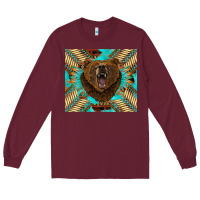 Burgundy bear native american  tumbler Long Sleeve Tee - BarkalooDesign