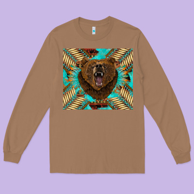 Bear Native American  Tumbler Long Sleeve Tee Designed By Barkaloodesign