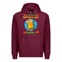 Burgundy our first father's day together and beer Premium Hoodie - HRA Design Shop