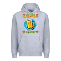 Heather Grey our first father's day together and beer Premium Hoodie - HRA Design Shop