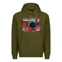 Army Green rose grey leopard vintage camera Premium Hoodie - FaDigitalArtStudio