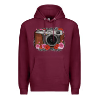 Burgundy rose grey leopard vintage camera Premium Hoodie - FaDigitalArtStudio