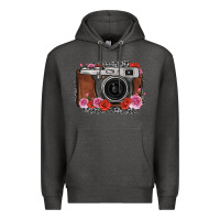 Charcoal Heather rose grey leopard vintage camera Premium Hoodie - FaDigitalArtStudio