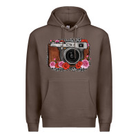 Coffee rose grey leopard vintage camera Premium Hoodie - FaDigitalArtStudio